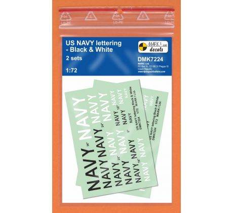 US Navy lettering – Black & White, 2 sets 1/72